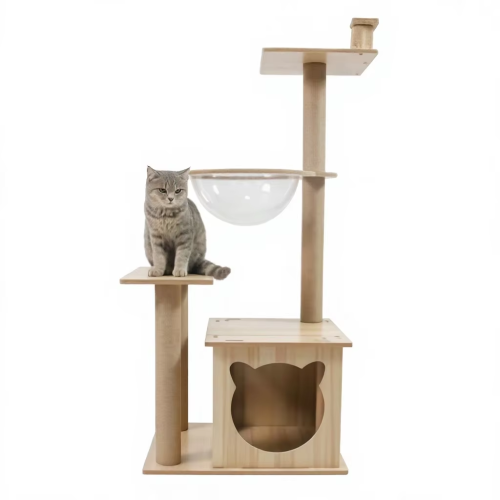 Cat Playground Tower Eco-Friendly Wooden Indoor Scratcher Multi Level Climbing Condo Interactive Toys Sleeping Platform Carton