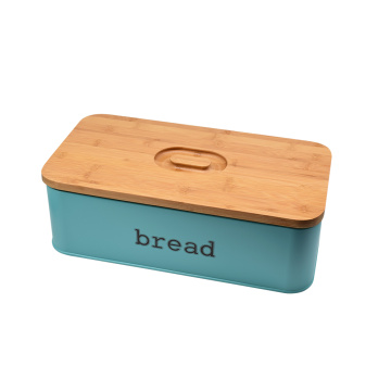 Bamboo Wooden Lid Large Rectangle Bread Bin