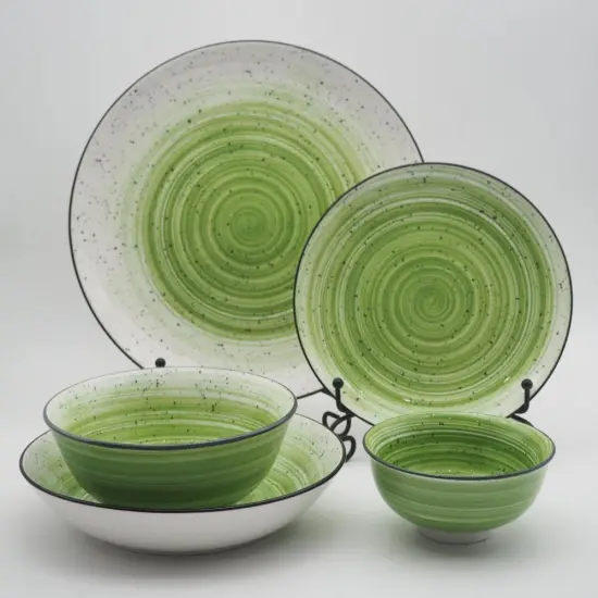Luxury Hand painted style Green ceramic dinnerware porcelain dinner set