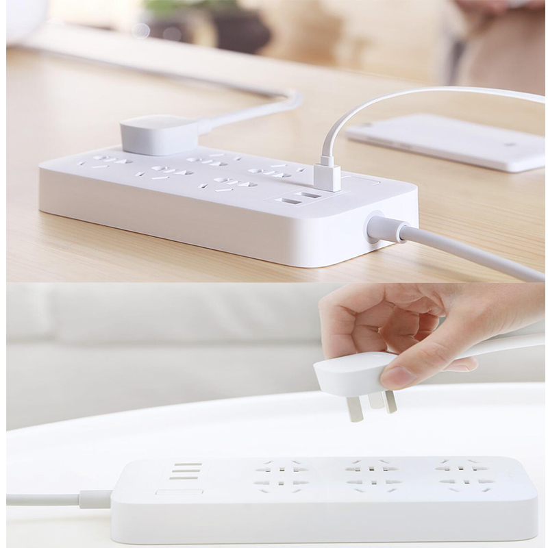 Original Xiaomi Mijia Power Strip Basic Version 6 Sockets With 3 5V 2.1A Fast Charging USB Ports White Mi Socket Solid Color