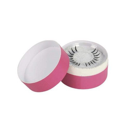 Two Pieces Cover Round Pink Printed Eyelashes Box