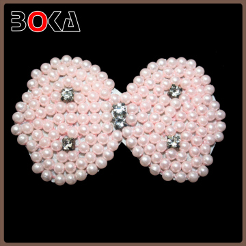 Fashion handmade pearl beaded bowknot applique for wedding dress