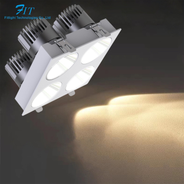 Modern 10W-20W Indoor Recessed LED Spotlights with Four-Head Adjustment for Hotels