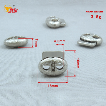 Embossed Oval Dual Hole Metal Cord Lock