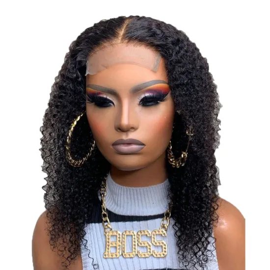 Wholesale European Virgin Hair Women Curly Wig Cuticle Aligned 5X5 Swiss Lace Closure Human Hair Kinky Curly Wig for black women
