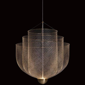 Reception Led Chrome Iron Mesh Chandelier Decoration
