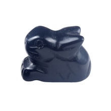 Black Onyx Handmade Craved 1.0Inch Rabbit Ornament (18X27mm) for Home Decor