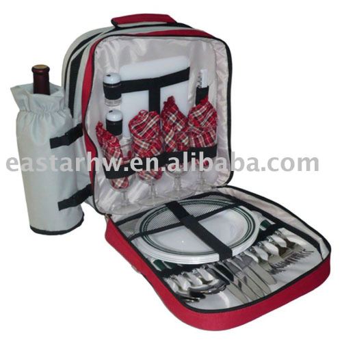 Four persons camping picnic backpack