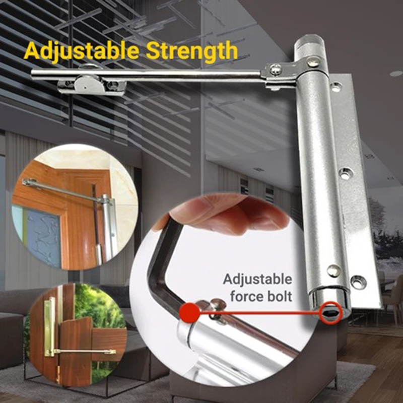 Adjustable Door Closer Stainless Steel Automatic Spring Latch Hinge Surface Mounted Home Office Rated Door Furniture Hardware
