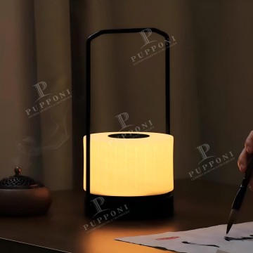 Modern Minimalist Alabaster Table Lamp - White Fabric Table Lights for Living Room