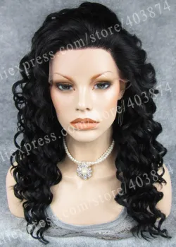 Wholesale Spring Curly Jet black hair Synthetic Lace Front Wigs Cinderella Wigs