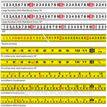 Cinta métrica de 3 m / 5 m / 7,5 m / 8 m / 10 m con revestimiento de goma y logotipo