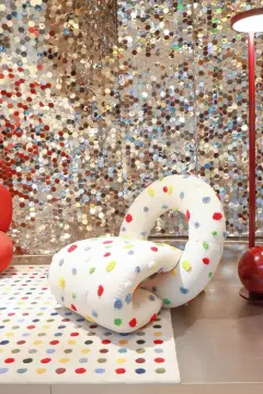Modern Fabric Upholstered Donut-inspired lounge chairs