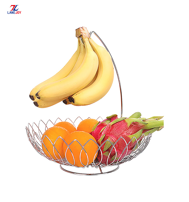 Stainless Steel Kitchen Fruit Basket With Banana Hanger