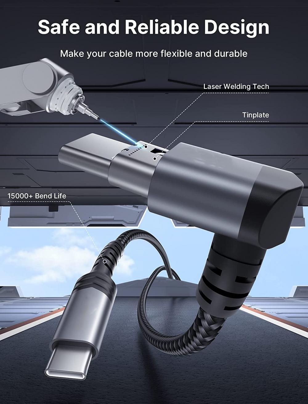 OEM USB C to USB C Angled Cable