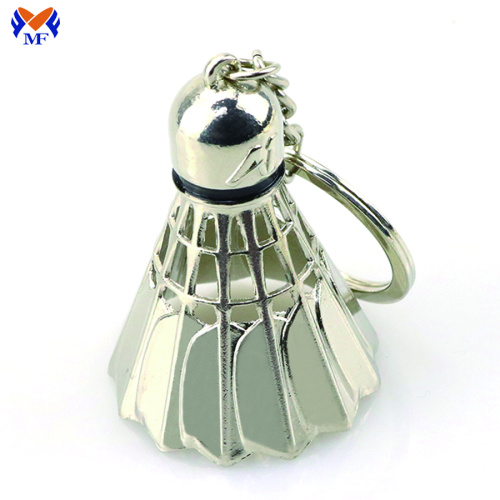 Metal custom sport shuttlecock keychain badminton