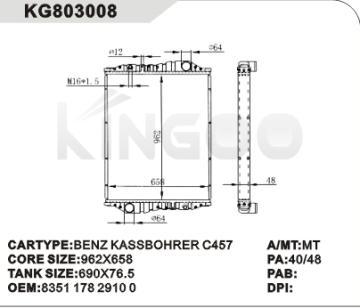 mechenical radiator BENZ KASSBOHRER C457 OEM:8351 178 2910 0