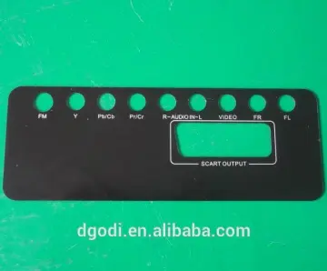 black anodized aluminum front panel for audio and amplifier