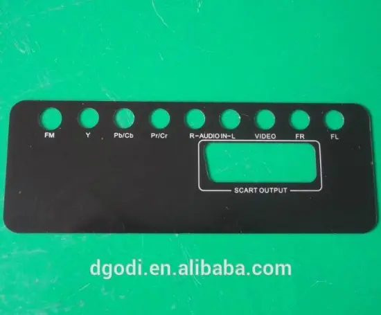 black anodized aluminum front panel for audio and amplifier