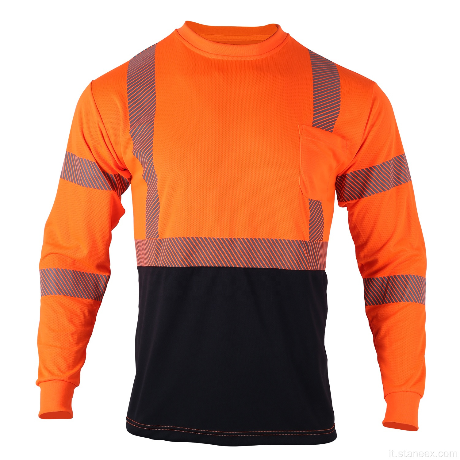 Classe 2 Shirt di sicurezza a maniche lunghe con fondo nero Hivis