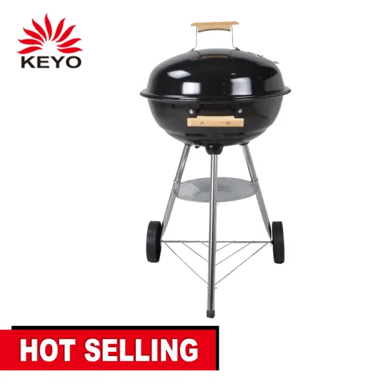 Black 18 Inch Bbq Grill Outdoor Charcoal Small Pulley Round Kettle Bbq Grill With Two Wheel