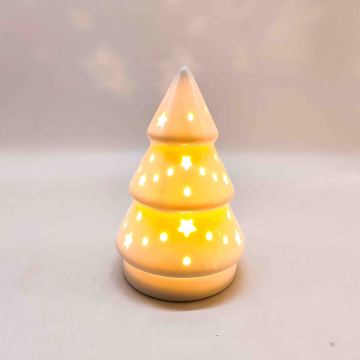 Lámpara de mesa de árbol de Navidad con estrellas de tres capas