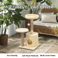 Tall Modern Cat Tree Tower Pet-Plush Indoor Scratcher Multi Tier Climbing House Large Cats Activity Playground Carton