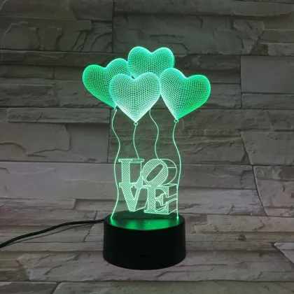 Love Balloons night light base Optical Illusion 3D LED Night Light Decoration Night Lamp