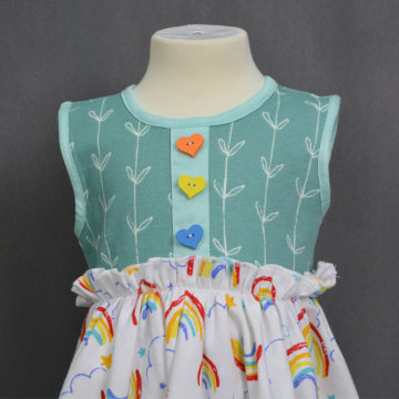 Meninas de bebê de tecido de malha dos desenhos animados vestido de uma linha