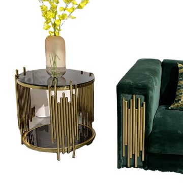Stainless Steel Tea Coffee Table - Gold Oval Shaped Bedroom Furniture