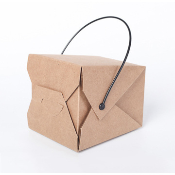 Tragbare Lunchbox aus Kraftpapier mit einfachem Designgriff