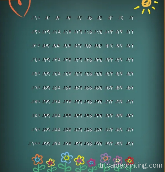 Braille mektubu olan 3 plastikleştirilmiş kağıt poster