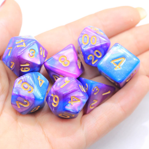 7pcs set Dichromatic D4 D6 D8 D10 D12 D20 Polyhedral Dices Numbers Dials Desktop Multi Sides Dice For Board Game