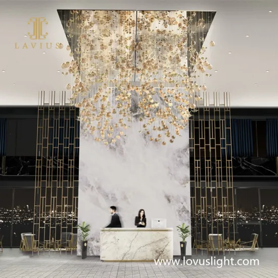 Hotel lobby long light luxury custom chandelier Hotel custom project decoration chandelier