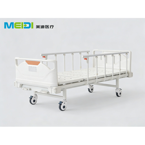 Punched Double Crank Hospital Bed with L-shaped Guardrails, Customizable Legs & Casters