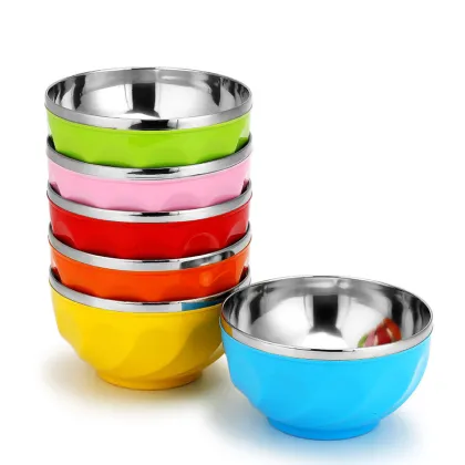 Stainless Steel Insulated Kids Dining Bowl - Wholesale Colourful Salad and Rice Bowl