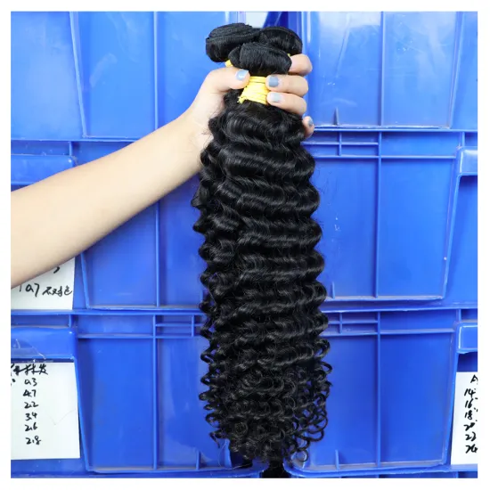 100% Unprocessed Human Hair Bundles Virgin Cuticle Aligned Hair Extension Deep Brazilian Hair Curly Wave Bundles With Closure
