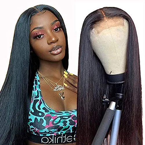 180% density virgin brazilian hair  swiss lace front wig factory price straight lace wigs Natural Black 1B# 4X4 HD Lace wigs