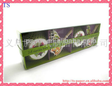 Halloween Rectangle cupcake kits with gift box / 24 cupcake liners with 24 assorted cupcake toothpick flags