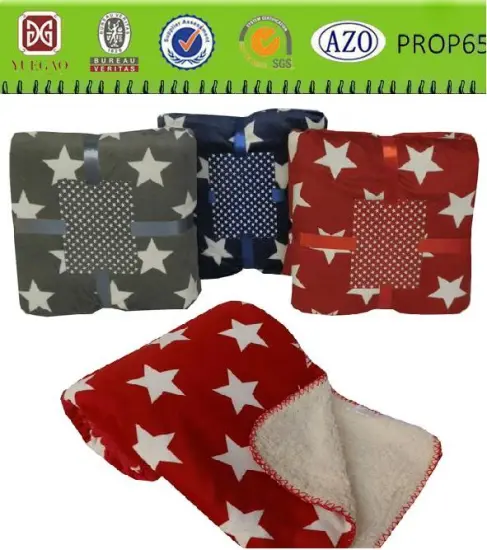 Super Soft " Stars " Sofa / Bed Fleece Throw & Blanket in Grey / Red or Navy