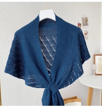 Elegant Knitting Spring/Summer Turn Down Neck Women's Knitted Poncho Sweater Pattern