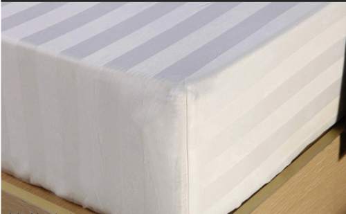Sateen Stripe 2cm White Color Fitted Sheet
