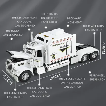 1/24 Peterbilt 389 Alloy Model Truck - Die-cast Toy with Sound & Light