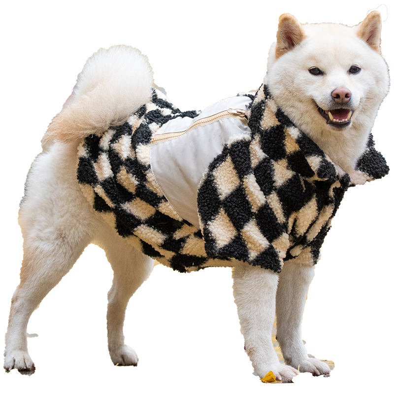 Two Feet Warm Fleece Smile Pattern Dog Coat