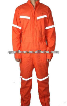 OEM Customized zipper-front orange nomex fire resistant coverall with reflective tape