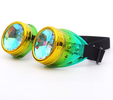 Colorful Kaleidoscope Goggles: Steampunk Glasses with Crystal Lens for Cosplay and Fireworks