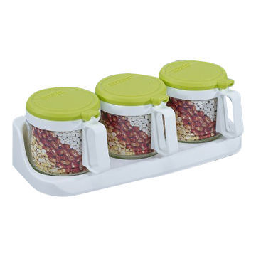 3 Bowls Condiment Set, Made of Soda-lime Glass and PP Materials, Sized 28.3 x 12.3 x 10cm