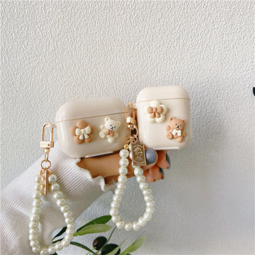 Korean Stylish Cartoon Beige Bear Case for AirPods Gen 1/2/3 & AirPods Pro: Cute and Protective Headset Cover