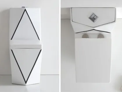 Black One-Piece Ceramic Bathroom Toilet with White P-trap/S-trap