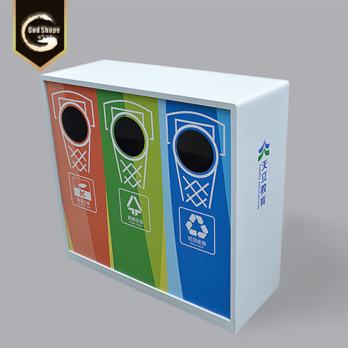 Poubelle extérieure à 3 compartiments de recyclage en acier inoxydable